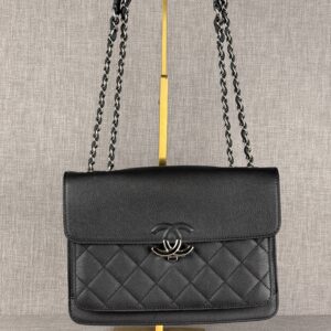 Chanel CC Box Flap in Black Caviar with Silver Hardware