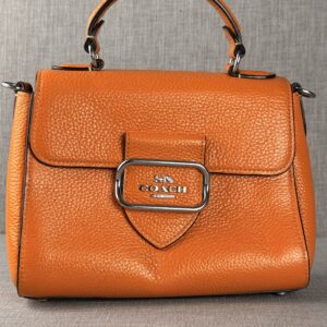 Coach Top Handle Beat Satchel  - Orange Pebbled Leather with Silver Hardware