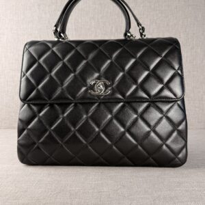 Chanel Trendy CC Large Flap Bag - Black Lambskin with Silver Hardware