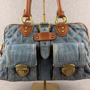 Marc Jacobs Venetia Quilted Denim Satchel – Vintage Blue Denim & Tan Leather