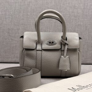 Mulberry Mini Bayswater – Pale Grey Grained Leather | Silver Hardware